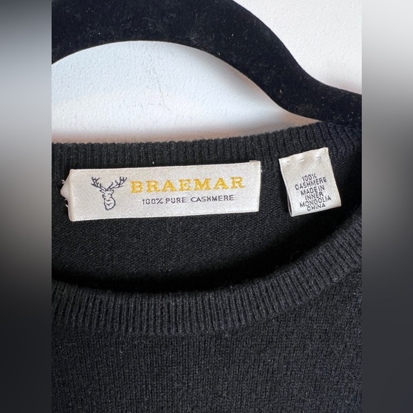 Braemar Black Cashmere Sweater Large Pullover Crew neck - Picture 5 of 9